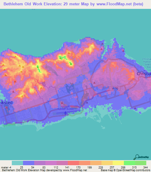 Bethlehem Old Work,U.S. Virgin Islands Elevation Map