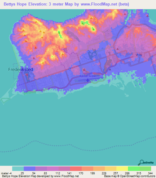 Bettys Hope,U.S. Virgin Islands Elevation Map