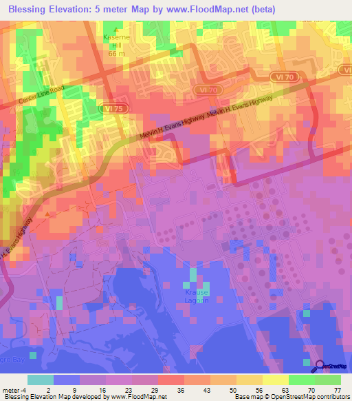 Blessing,U.S. Virgin Islands Elevation Map