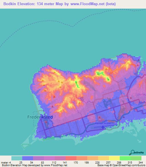 Bodkin,U.S. Virgin Islands Elevation Map