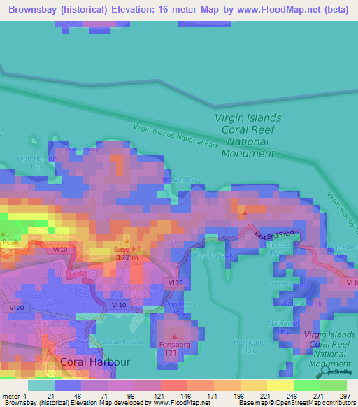 Brownsbay (historical),U.S. Virgin Islands Elevation Map
