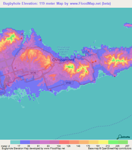 Bugbyhole,U.S. Virgin Islands Elevation Map