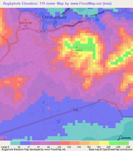 Bugbyhole,U.S. Virgin Islands Elevation Map