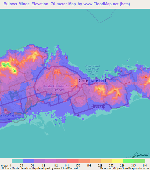 Bulows Minde,U.S. Virgin Islands Elevation Map