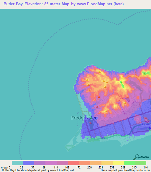 Butler Bay,U.S. Virgin Islands Elevation Map