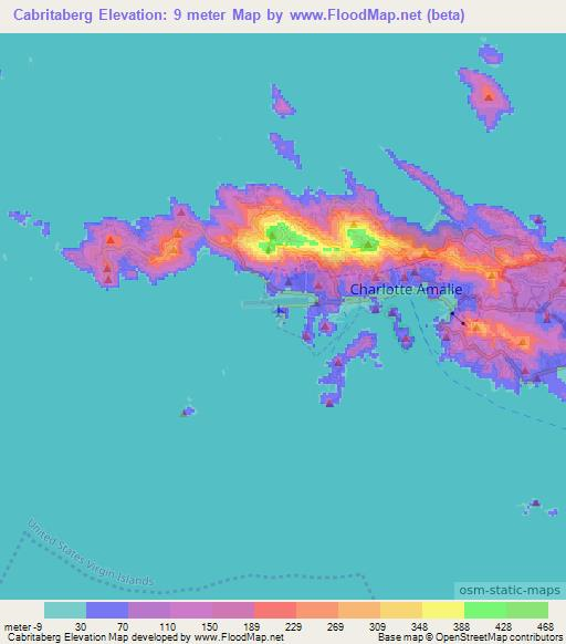Cabritaberg,U.S. Virgin Islands Elevation Map