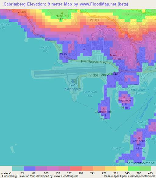 Cabritaberg,U.S. Virgin Islands Elevation Map