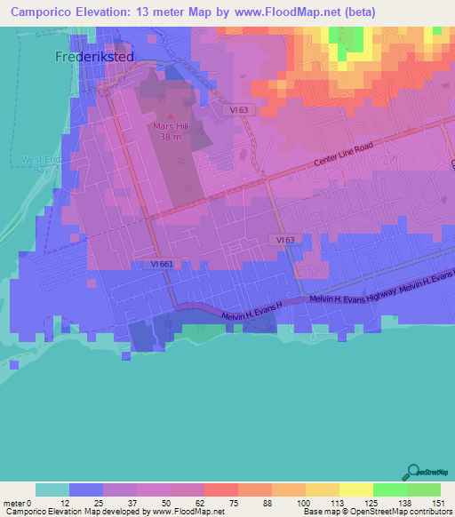 Camporico,U.S. Virgin Islands Elevation Map