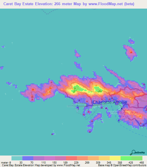 Caret Bay Estate,U.S. Virgin Islands Elevation Map