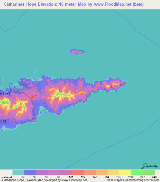 Catharinas Hope,U.S. Virgin Islands Elevation Map