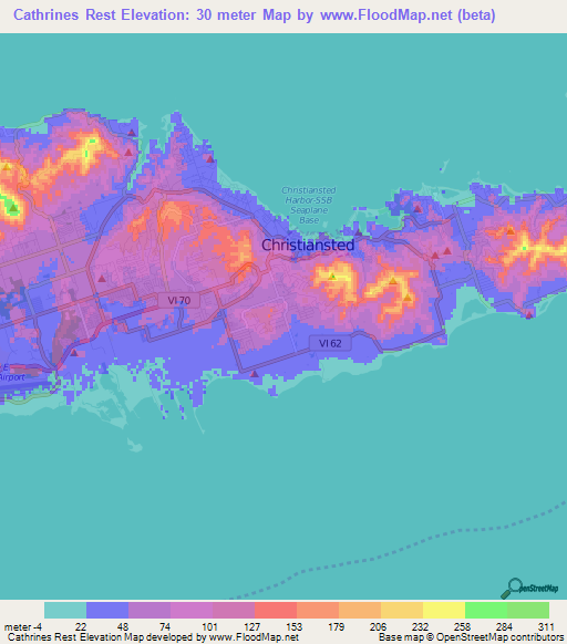 Cathrines Rest,U.S. Virgin Islands Elevation Map