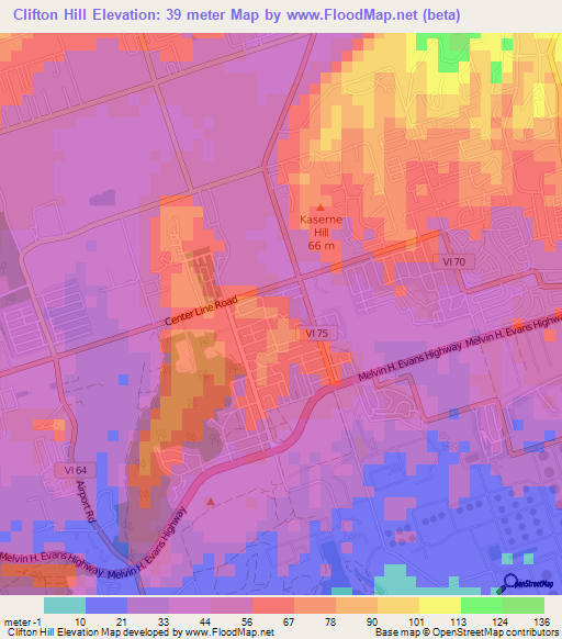 Clifton Hill,U.S. Virgin Islands Elevation Map