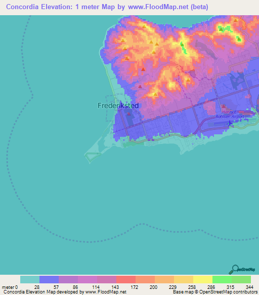 Concordia,U.S. Virgin Islands Elevation Map