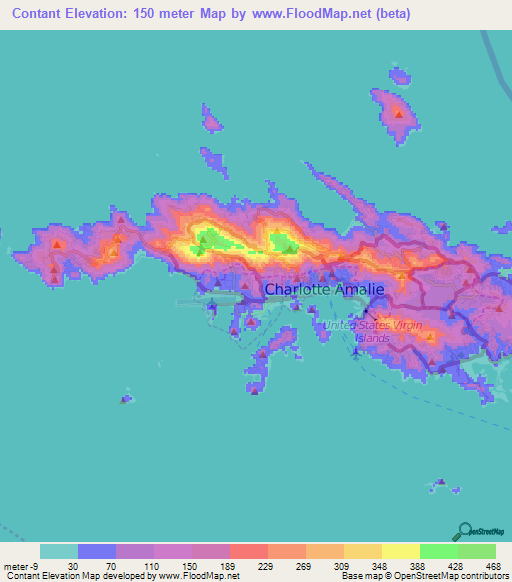 Contant,U.S. Virgin Islands Elevation Map