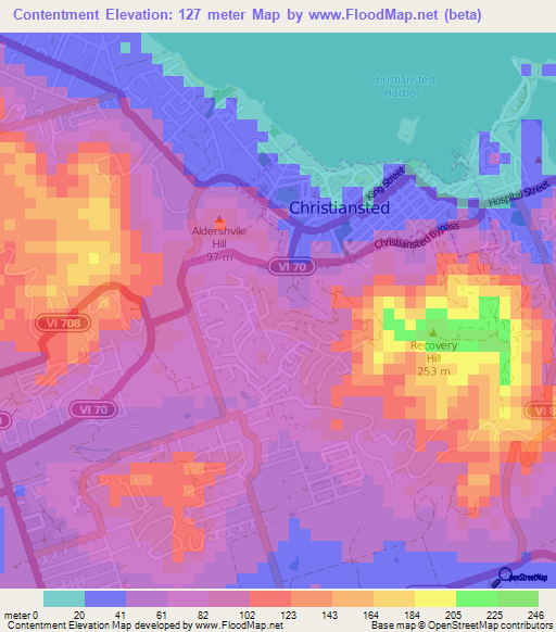 Contentment,U.S. Virgin Islands Elevation Map