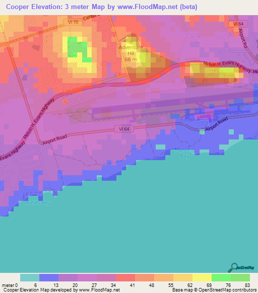Cooper,U.S. Virgin Islands Elevation Map