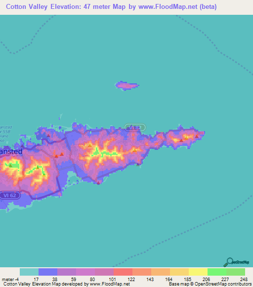 Cotton Valley,U.S. Virgin Islands Elevation Map