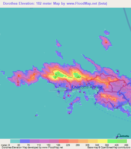 Dorothea,U.S. Virgin Islands Elevation Map
