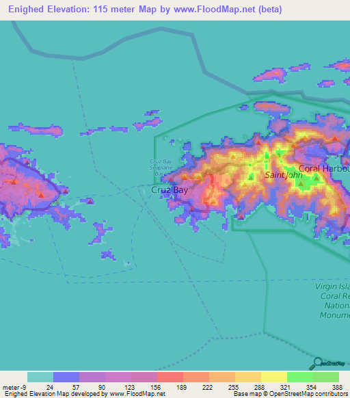 Enighed,U.S. Virgin Islands Elevation Map