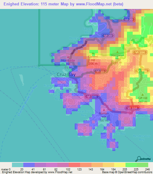 Enighed,U.S. Virgin Islands Elevation Map