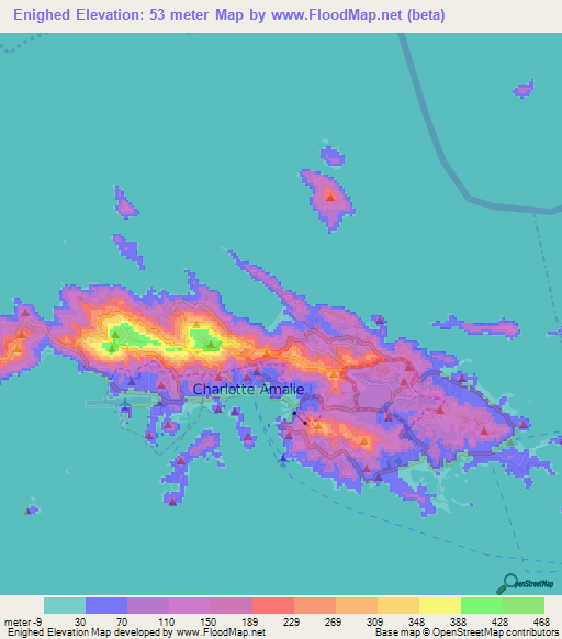 Enighed,U.S. Virgin Islands Elevation Map