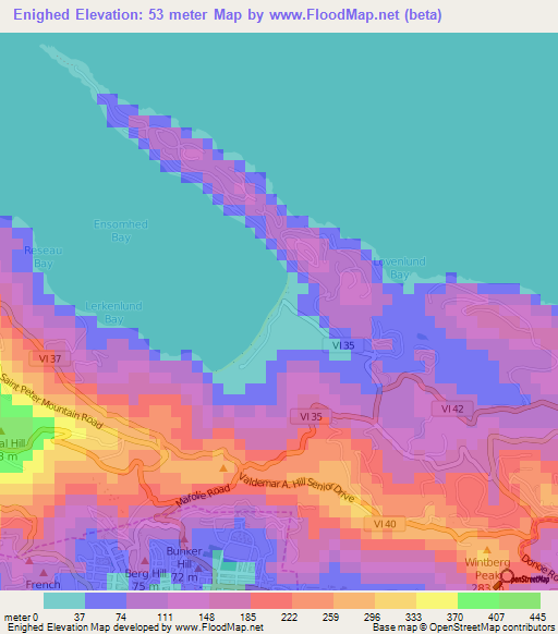 Enighed,U.S. Virgin Islands Elevation Map