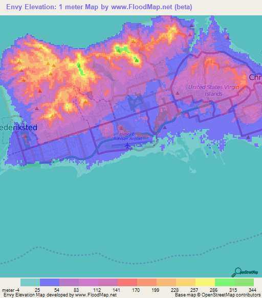 Envy,U.S. Virgin Islands Elevation Map