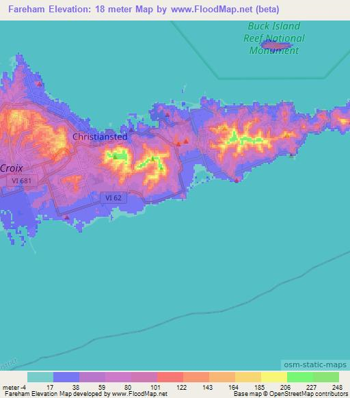 Fareham,U.S. Virgin Islands Elevation Map