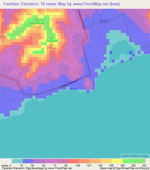 Fareham,U.S. Virgin Islands Elevation Map