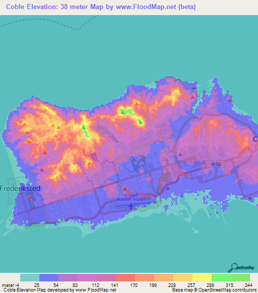 Coble,U.S. Virgin Islands Elevation Map