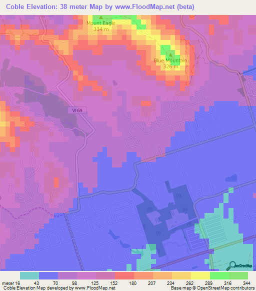 Coble,U.S. Virgin Islands Elevation Map