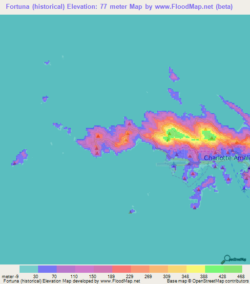 Fortuna (historical),U.S. Virgin Islands Elevation Map