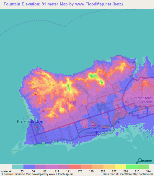 Fountain,U.S. Virgin Islands Elevation Map