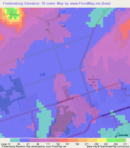Fredensborg,U.S. Virgin Islands Elevation Map
