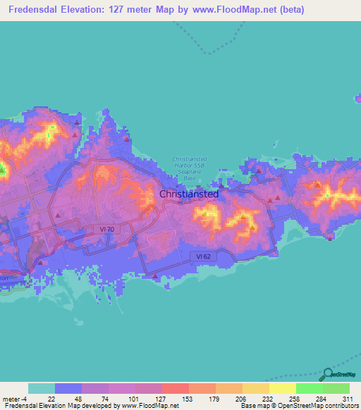 Fredensdal,U.S. Virgin Islands Elevation Map