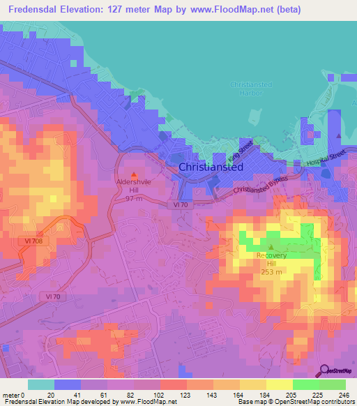 Fredensdal,U.S. Virgin Islands Elevation Map