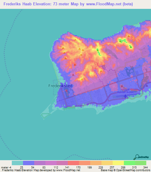 Frederiks Haab,U.S. Virgin Islands Elevation Map