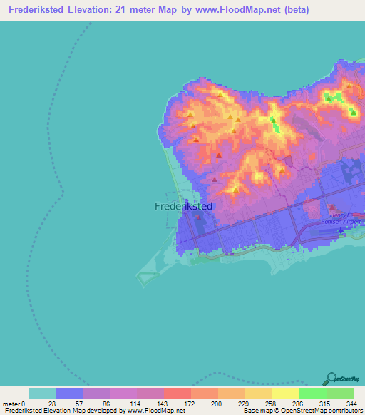 Frederiksted,U.S. Virgin Islands Elevation Map