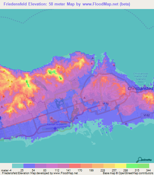 Friedensfeld,U.S. Virgin Islands Elevation Map