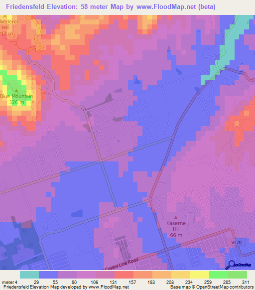 Friedensfeld,U.S. Virgin Islands Elevation Map