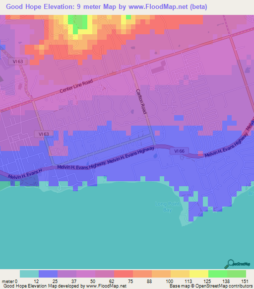 Good Hope,U.S. Virgin Islands Elevation Map