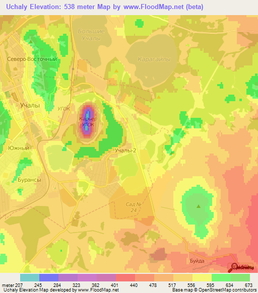 Uchaly,Russia Elevation Map