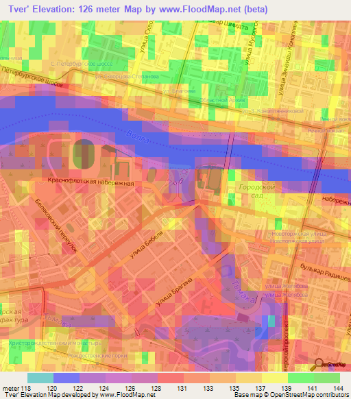Tver',Russia Elevation Map
