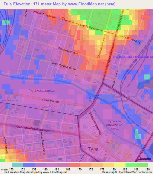 Tula,Russia Elevation Map