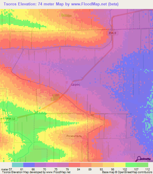 Tsoros,Russia Elevation Map