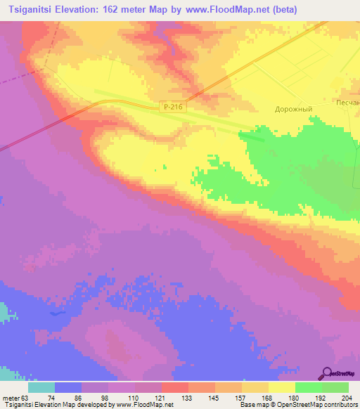 Tsiganitsi,Russia Elevation Map
