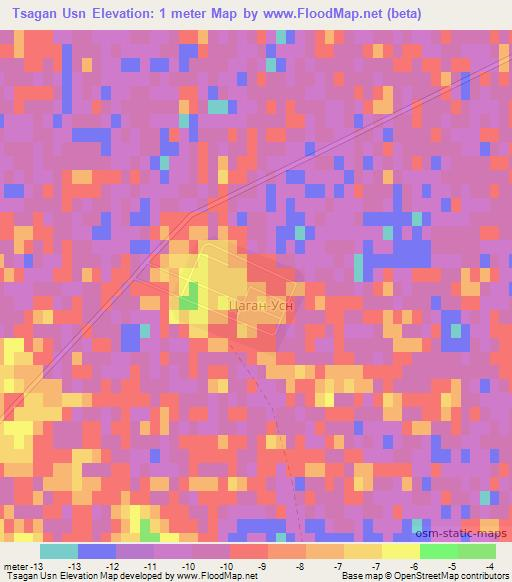 Tsagan Usn,Russia Elevation Map
