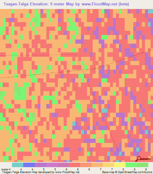 Tsagan-Talga,Russia Elevation Map