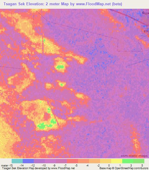 Tsagan Sek,Russia Elevation Map