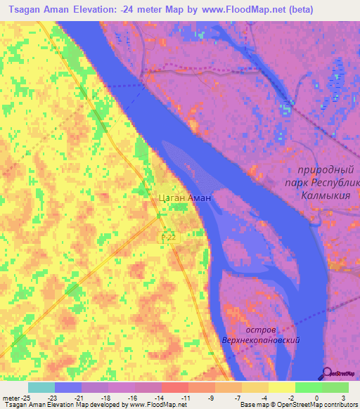 Tsagan Aman,Russia Elevation Map